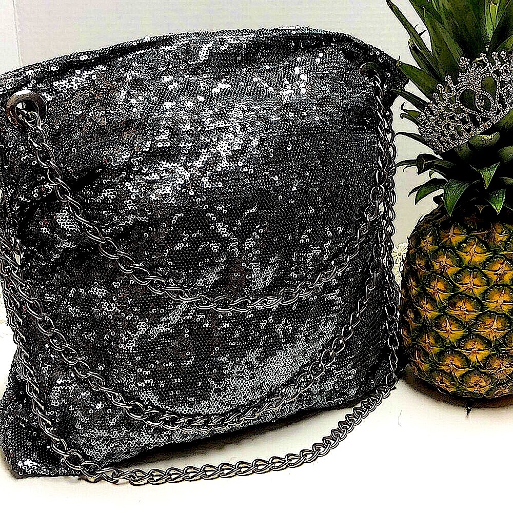 Big Buddha Dark Silver Sequin Handbag